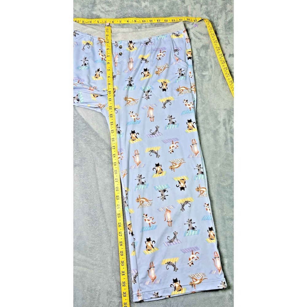 Cuddl Duds Yoga Kittens NWOT short sleeve crop pants womens sleepwear sz M cabin - Picture 7 of 7